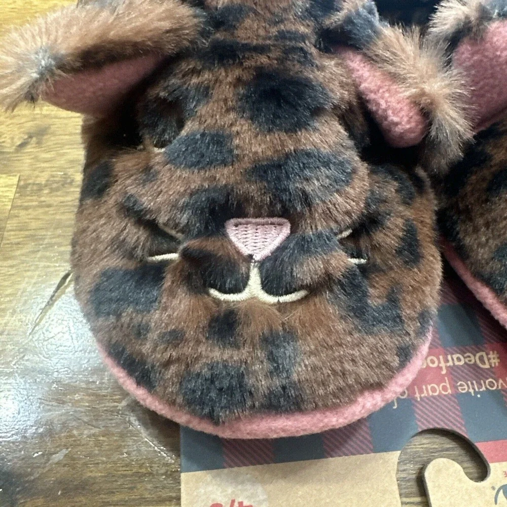 Dearfoams Slipper Youth 5‎ Peyton Animal Slip On Clog House Shoe Cat Leopard